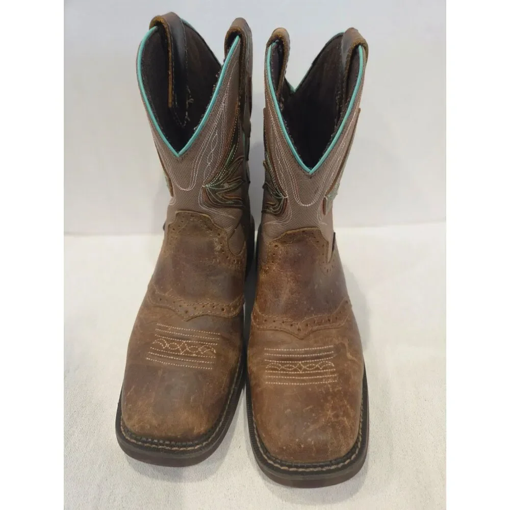 Justin Gypsy Nettie Womens Brown Turquoise Square Toe Cowboy Boots GY9536 Size 9